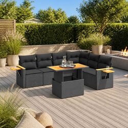 Durable 7 Piece Outdoor Garden Sofa Set with Cushions