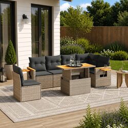 Exceptional 7 Piece Outdoor Garden Sofa Set in Grey