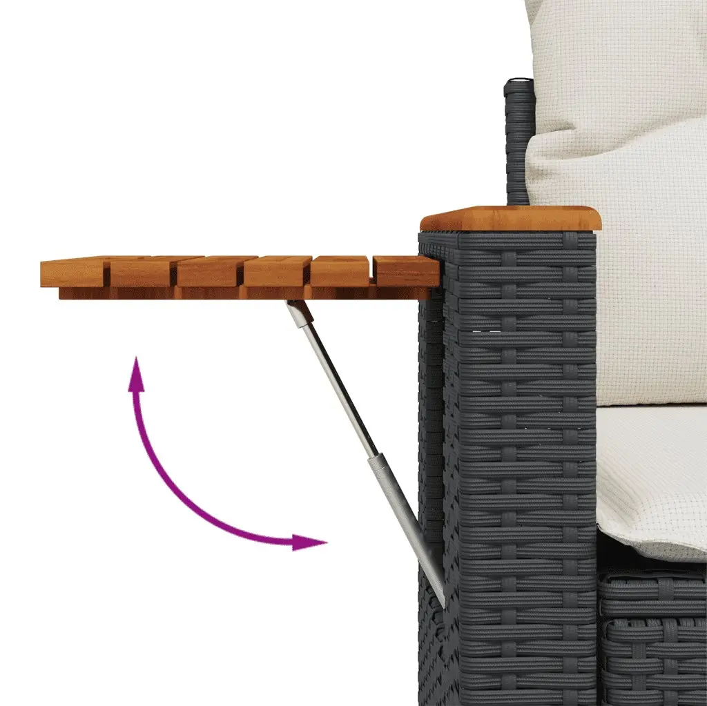 Garden Sofa Set PE Rattan 9 Piece Outdoor Furniture Black Modular Patio Lounge