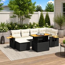 Durable 7 Piece Modular Garden Sofa Set with Cushions
