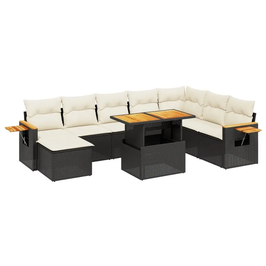 9 Piece Modular Garden Sofa Set in Black