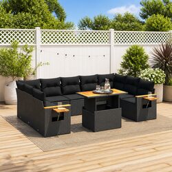 Premium 10-Piece Black Modular Patio Sofa Set
