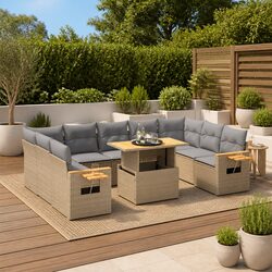Durable 10-Piece Garden Sofa Set with Modular Design