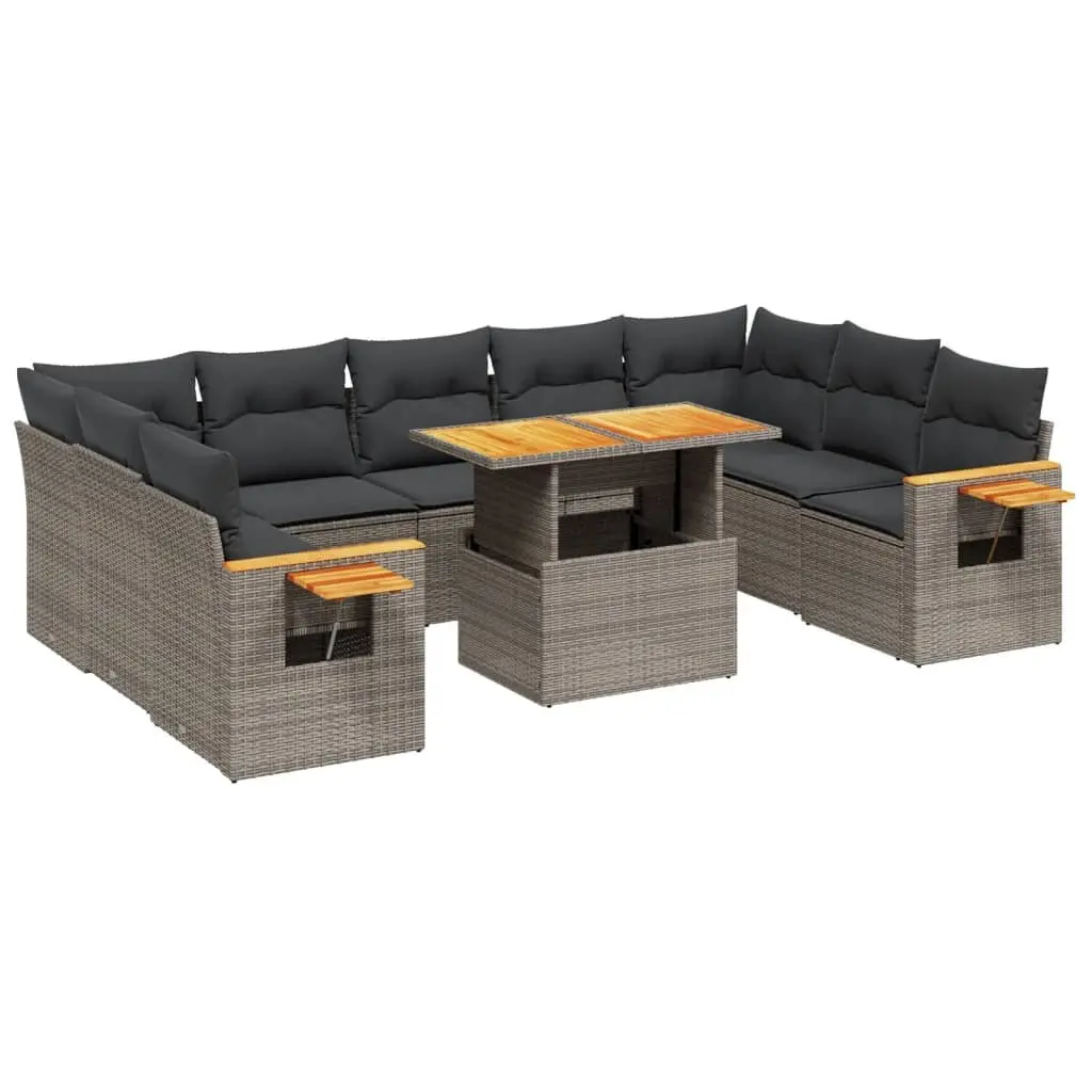 Garden Sofa Set PE Rattan 10 Piece Modular Outdoor Furniture Grey