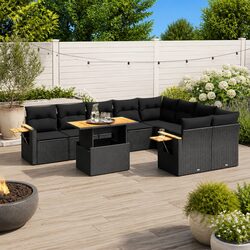 Premium 10 Piece Modular Black Poly Rattan Garden Sofa Set
