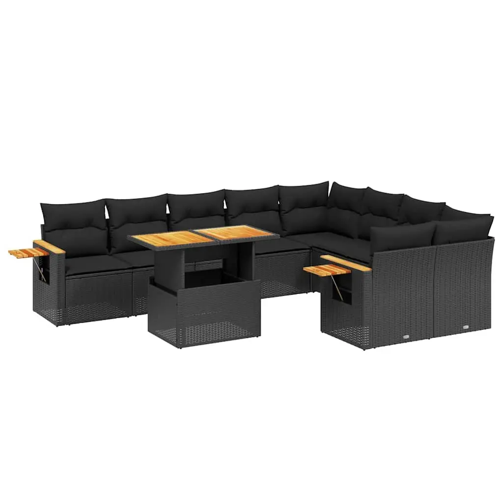 10 Piece Outdoor Garden Sofa Set Poly Rattan Black Modular Patio Furniture