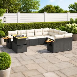 Premium 10-Piece Outdoor Garden Sofa Set in Black