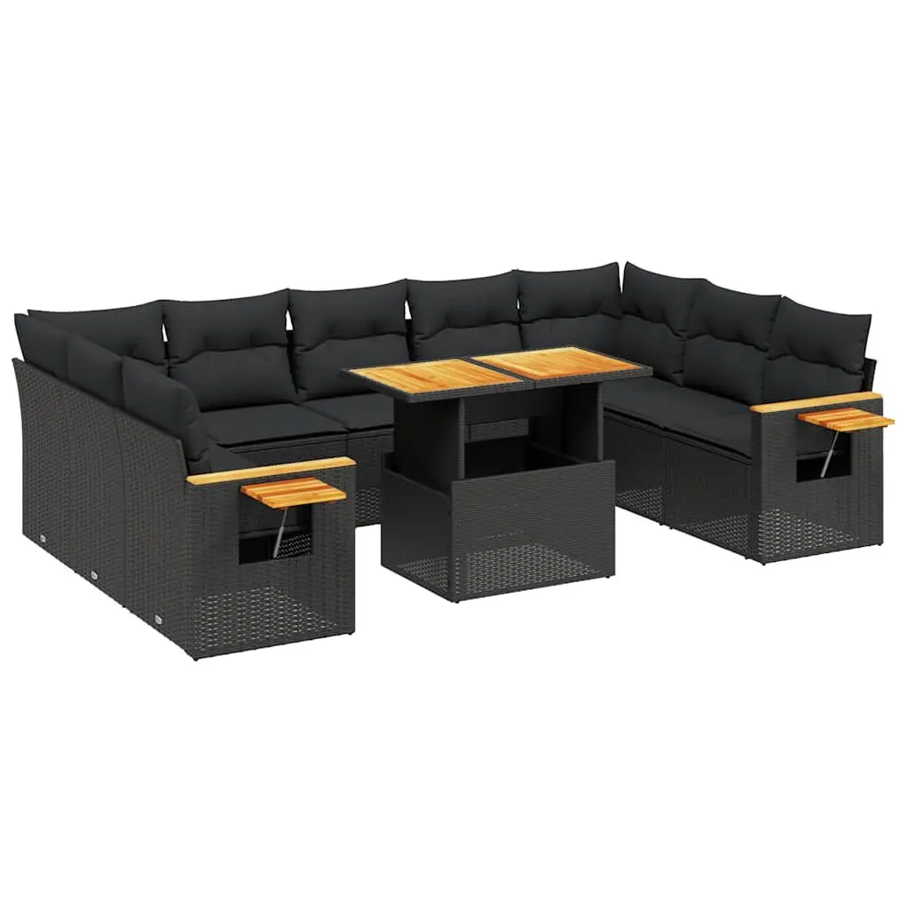Garden Sofa Set PE Rattan 11 Piece Modular Outdoor Furniture Black