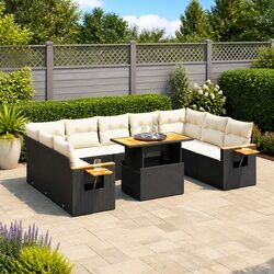 Black Poly Rattan Modular 11-Piece Garden Sofa Set
