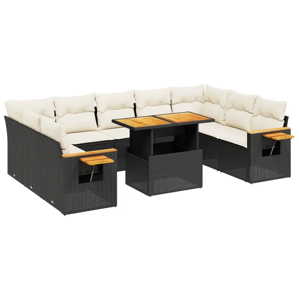 Black Poly Rattan Modular 11-Piece Garden Sofa Set