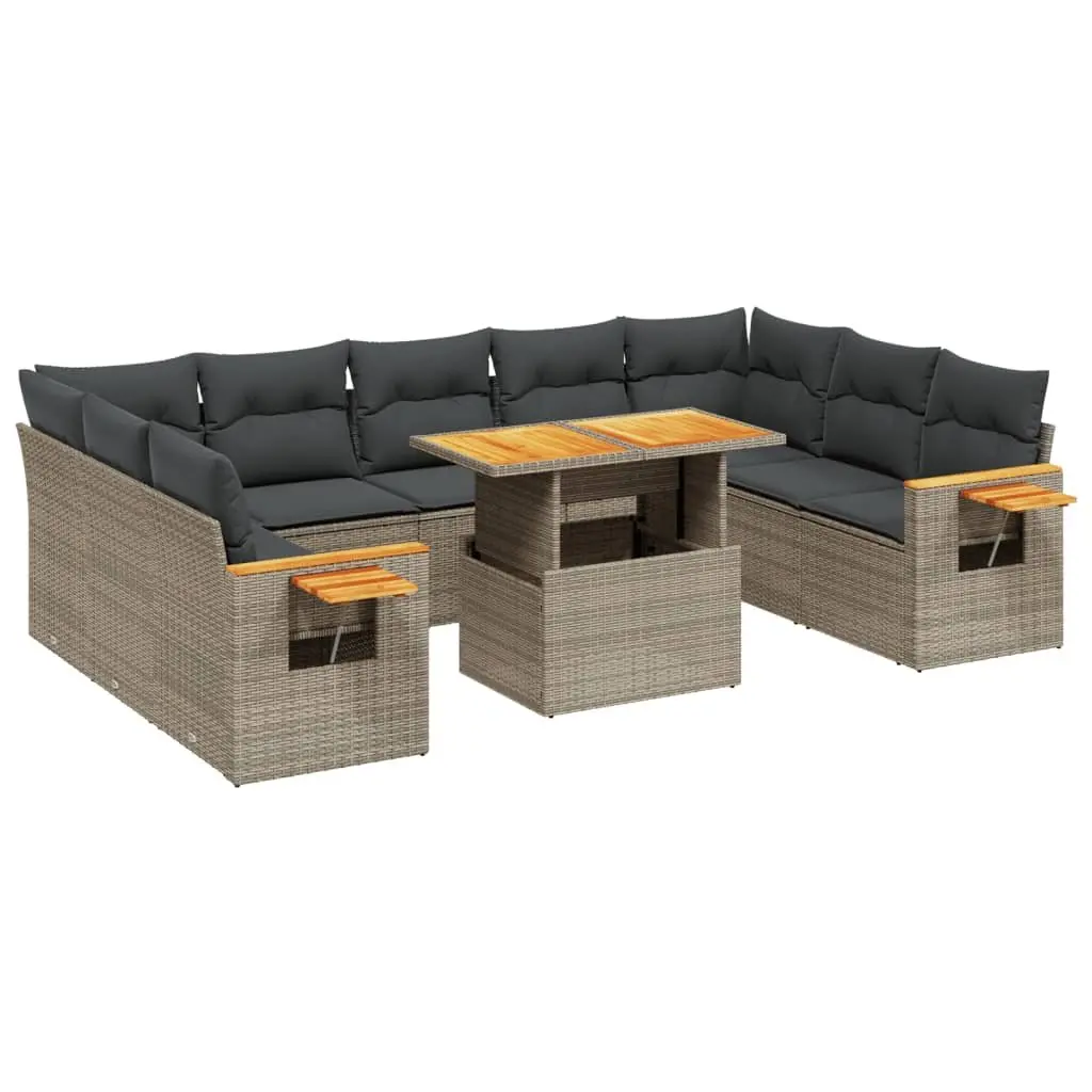 Garden Sofa Set 11 Piece Outdoor Furniture Patio Lounge Grey Poly Rattan Modular