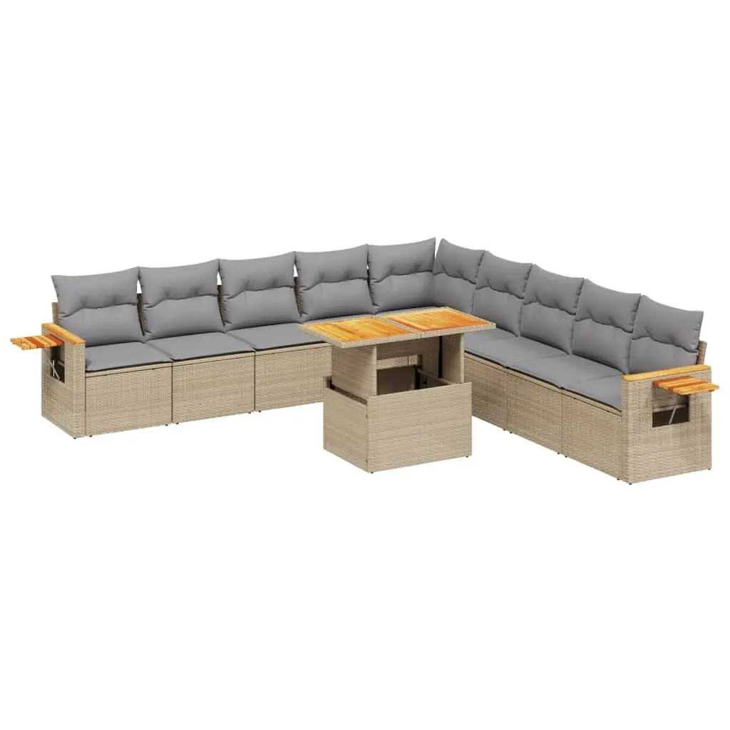 Beige 11-Piece Modular Garden Sofa Set Outdoor Furniture