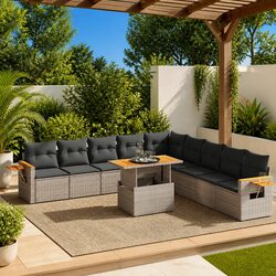 Premium 11-Piece Garden Sofa Set with Grey Poly Rattan