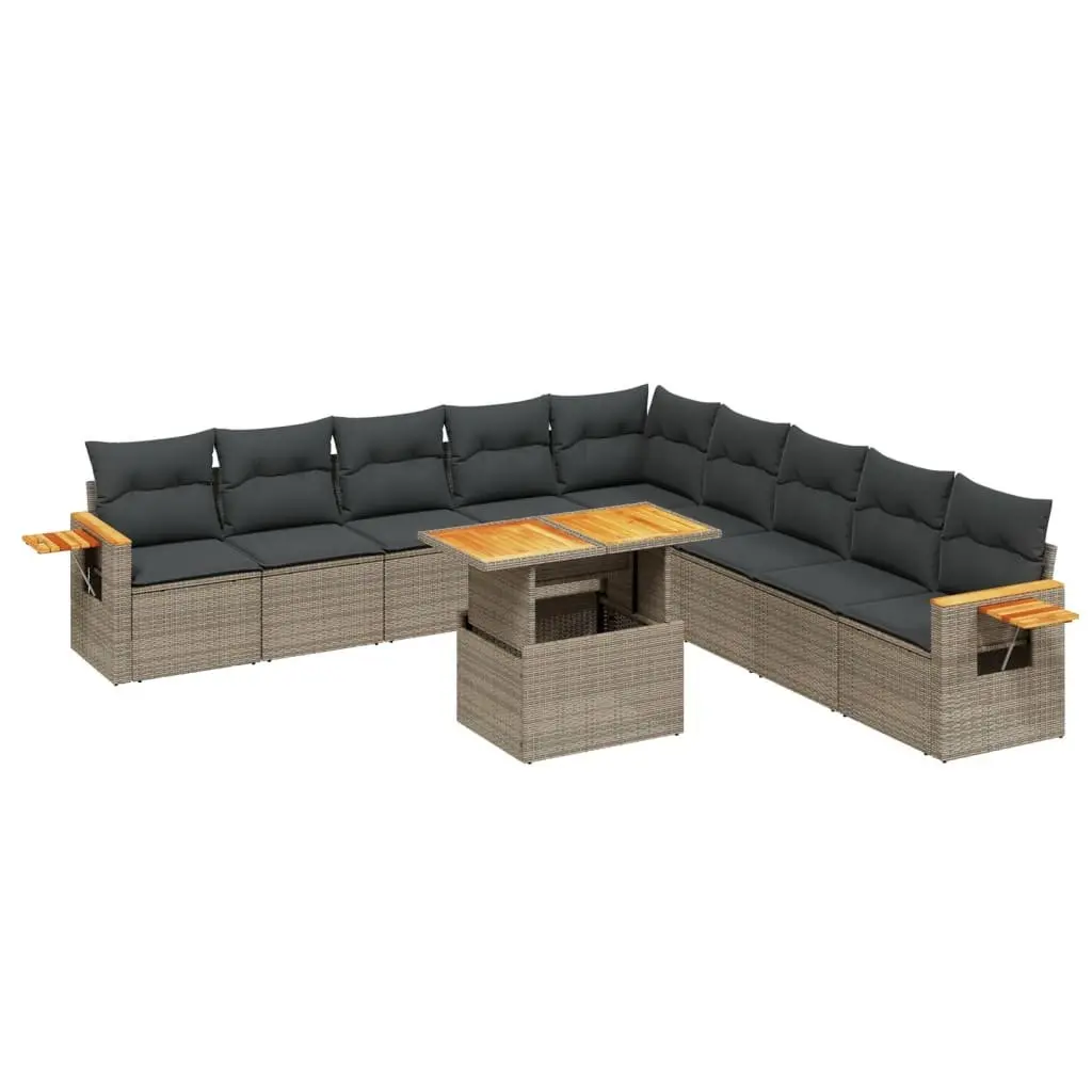 11-Piece Garden Sofa Set with Grey Poly Rattan