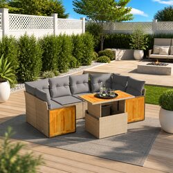7 Piece Outdoor Sofa Set with Durable Poly Rattan