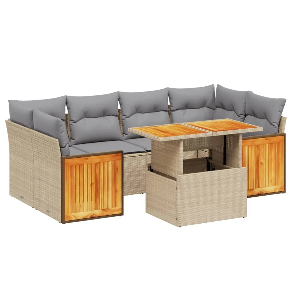 7 Piece Outdoor Sofa Set with Durable Poly Rattan