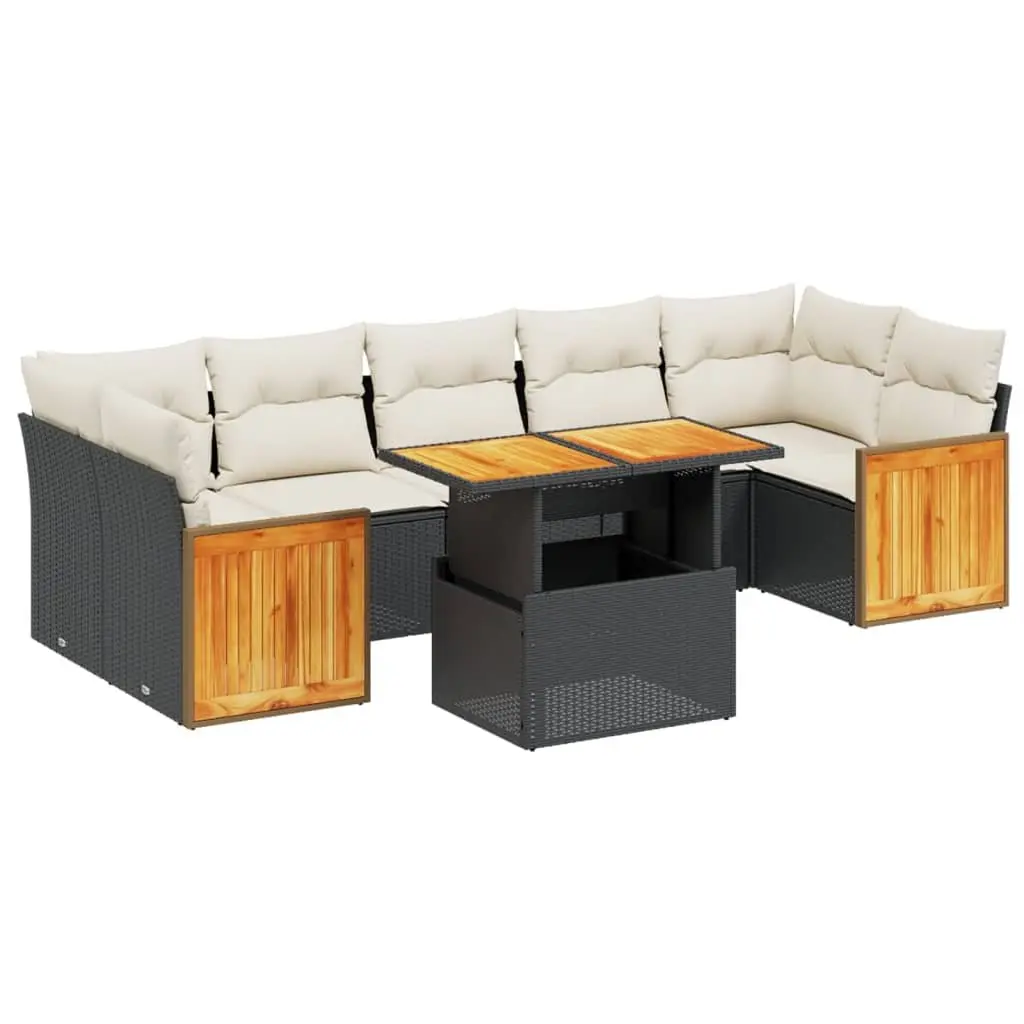 8 Piece Modular Black Rattan Garden Sofa Set