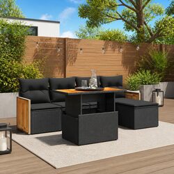 High-Quality Modular 6-Piece Garden Sofa Set in Black