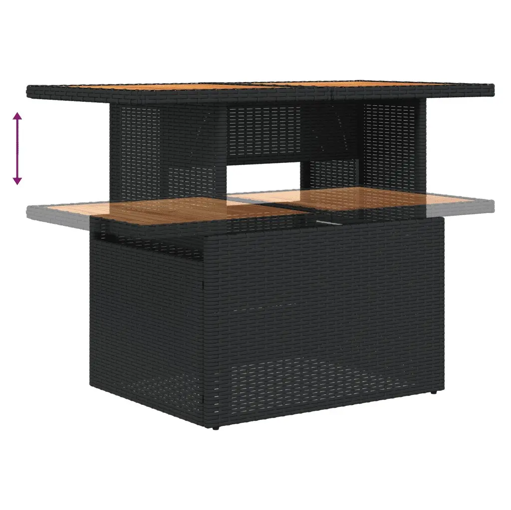 5 Piece Garden Sofa Set PE Rattan Modular Adjustable Table Black