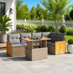 Outdoor Modular Garden Sofa Set 6 Pieces in Beige