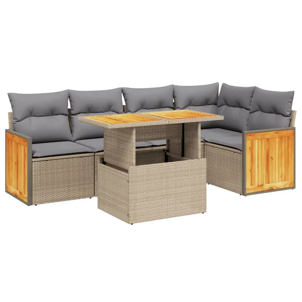Outdoor Modular Garden Sofa Set 6 Pieces in Beige