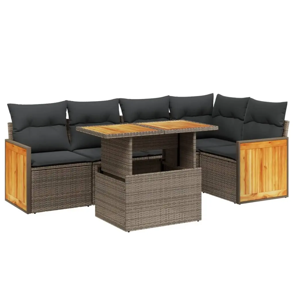 Garden Sofa Set 6 Piece Outdoor Furniture Patio Sectional with Cushions Grey