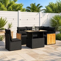 Outdoor 6 Piece Garden Sofa Set with Adjustable Table
