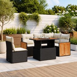 Premium 6-Piece Modular Garden Sofa Set in Black