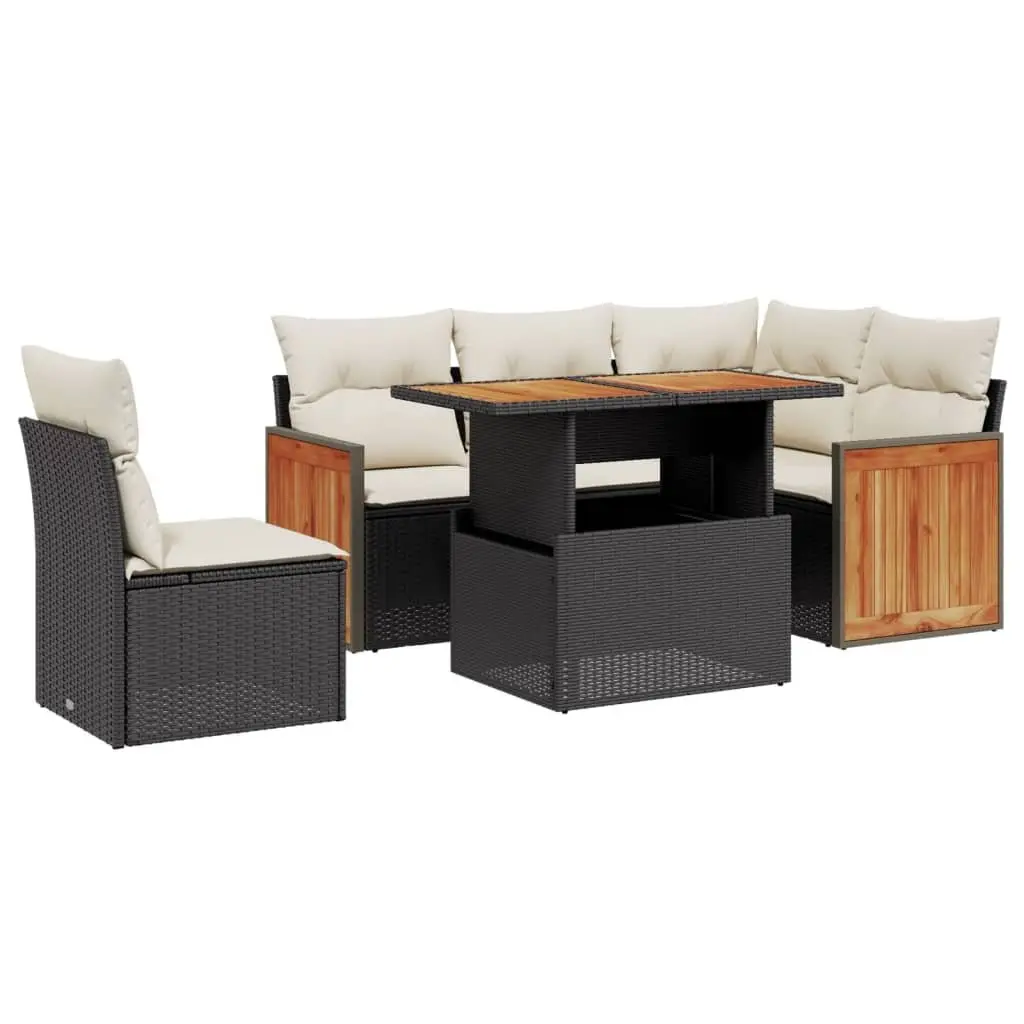 6-Piece Modular Garden Sofa Set in Black