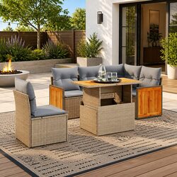Premium 6-Piece Modular Garden Sofa Set in Beige