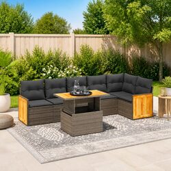 7 Piece Grey Modular Garden Sofa Set for Outdoor Living