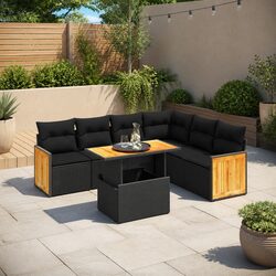 7 Piece Modular Garden Sofa Set with Adjustable Table