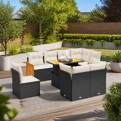 Stylish Black 9-Piece Garden Sofa Set for Outdoor Comfort