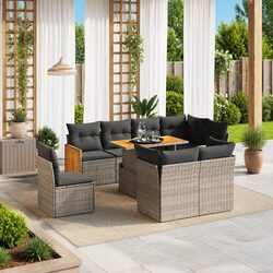 9 Piece Modular Garden Sofa Set in Grey Poly Rattan