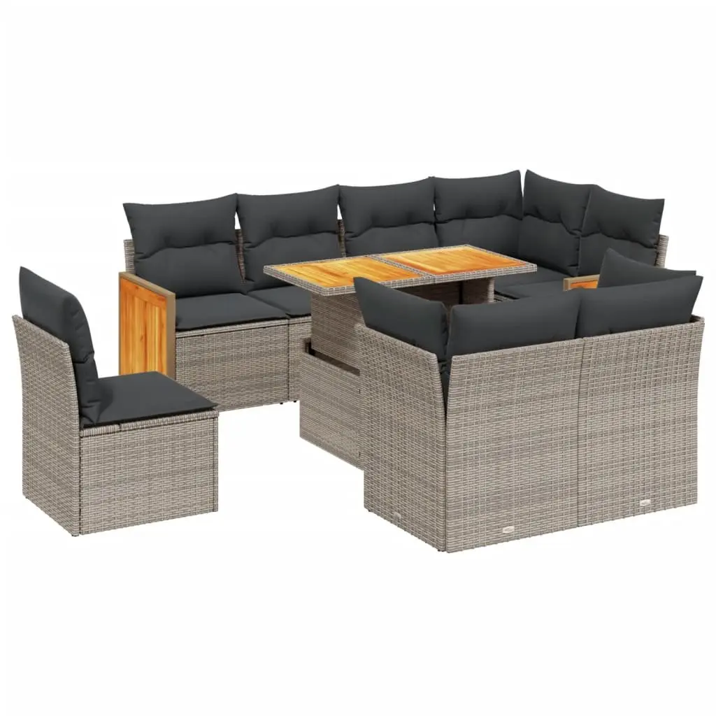 9 Piece Modular Garden Sofa Set in Grey Poly Rattan