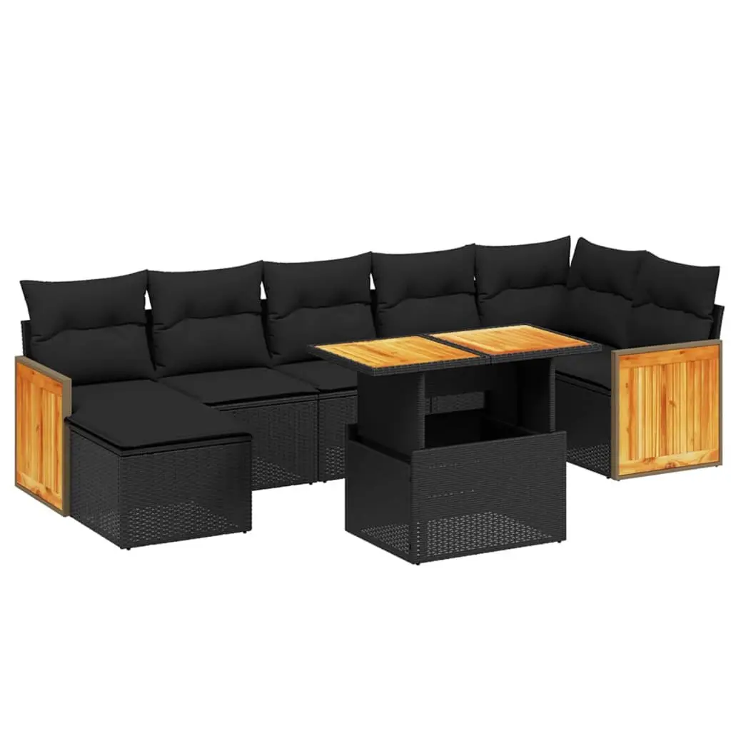 Garden Sofa Set PE Rattan 8 Piece Outdoor Furniture Modular Black
