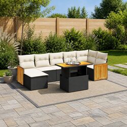 Black Modular 8-Piece Garden Sofa Set for Outdoor Spaces
