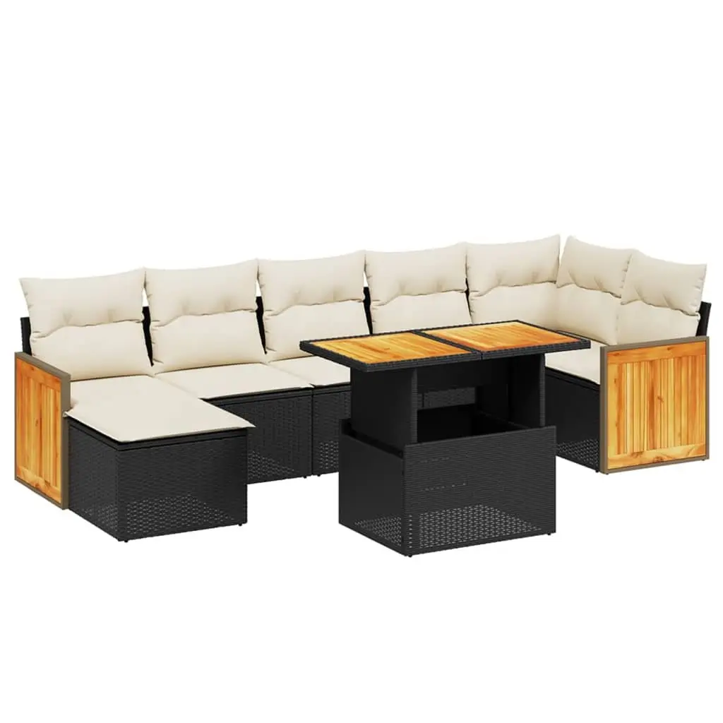 Black Modular 8-Piece Garden Sofa Set for Outdoor Spaces