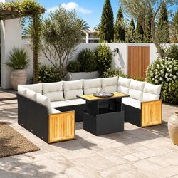 Premium 10-Piece Black Outdoor Garden Sofa Set