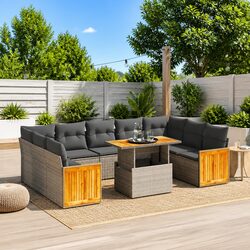 10-Piece Grey Modular Garden Sofa Set for Outdoor Use