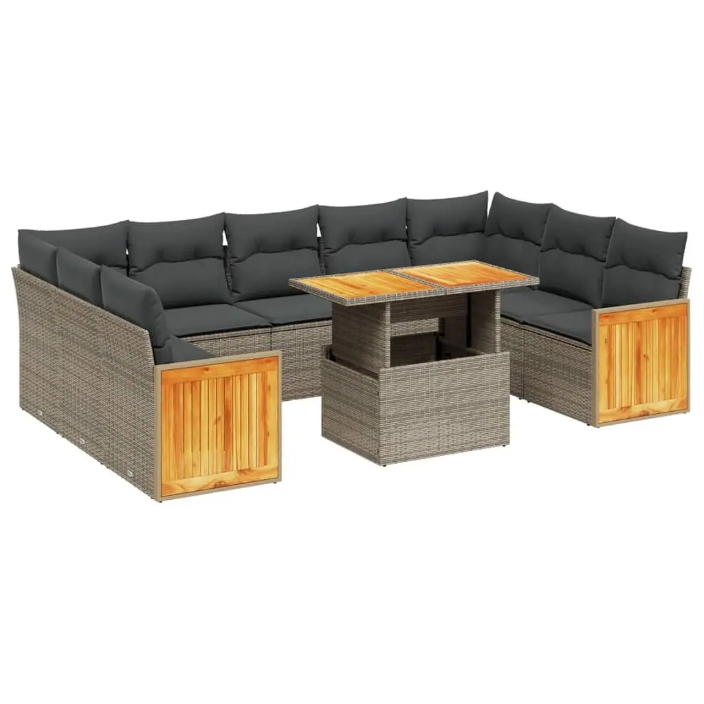 Garden Sofa Set PE Poly Rattan 10 Piece Modular Outdoor Furniture Grey
