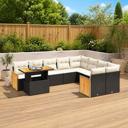 Modular 10 Piece Outdoor Garden Sofa Set in Black