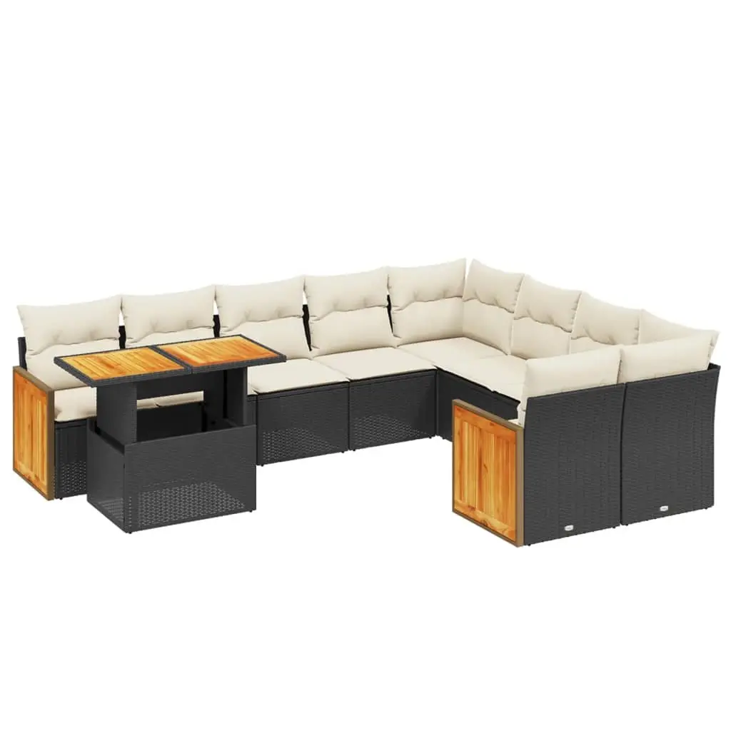 Modular 10 Piece Outdoor Garden Sofa Set in Black