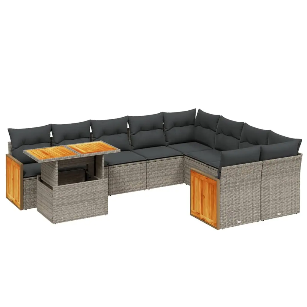 Grey Rattan 10 Piece Modular Garden Sofa Set