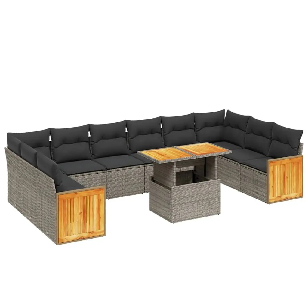 Garden Sofa Set PE Rattan 11 Piece Modular Outdoor Furniture Grey