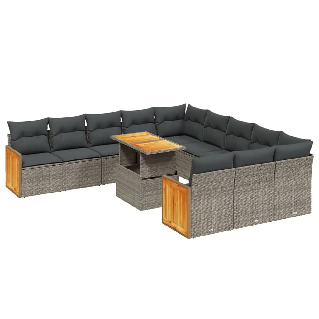 Modular 11 Piece Outdoor Sofa Set in Grey Poly Rattan