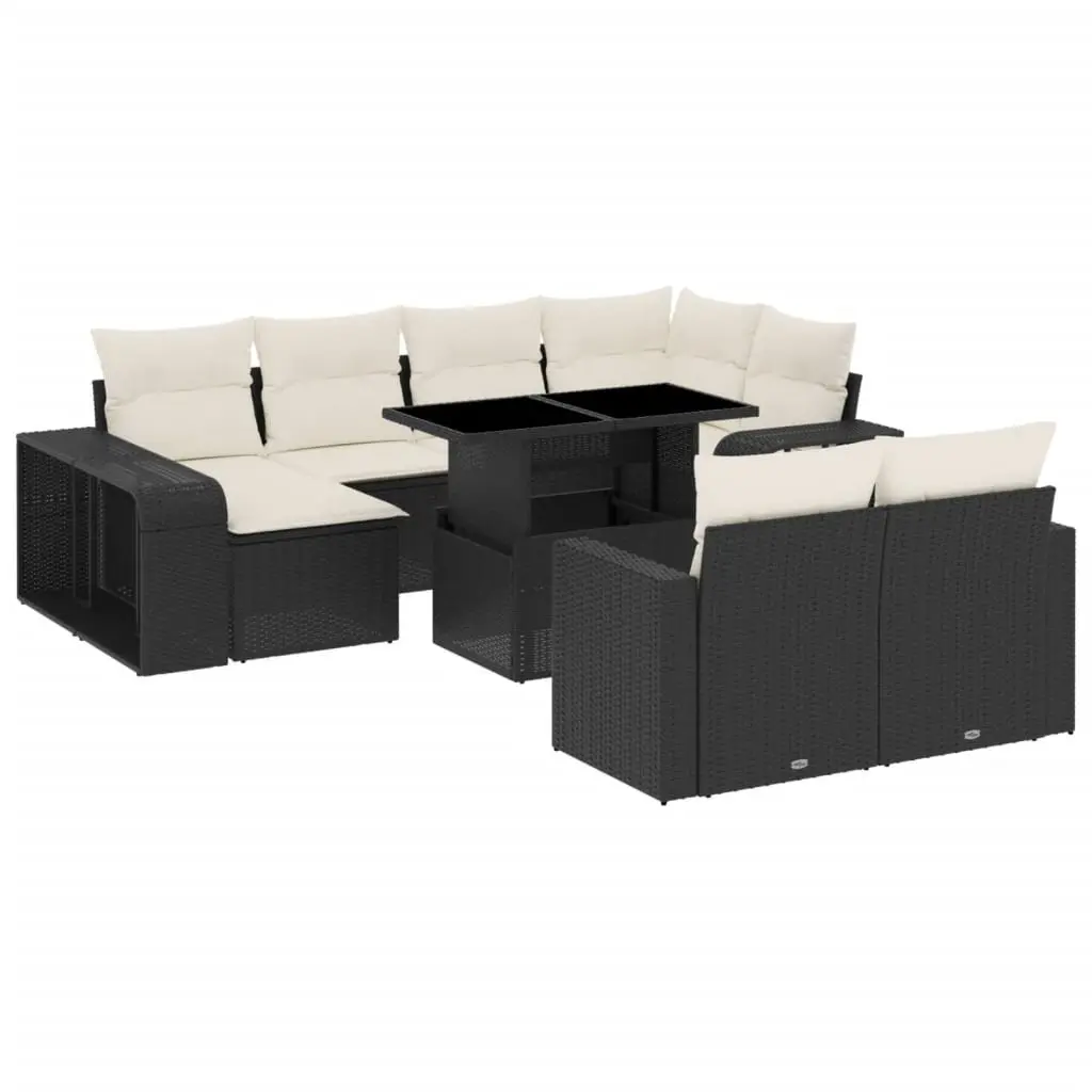 Outdoor Sofa Set PE Rattan 11 Piece Black Modular Patio Furniture
