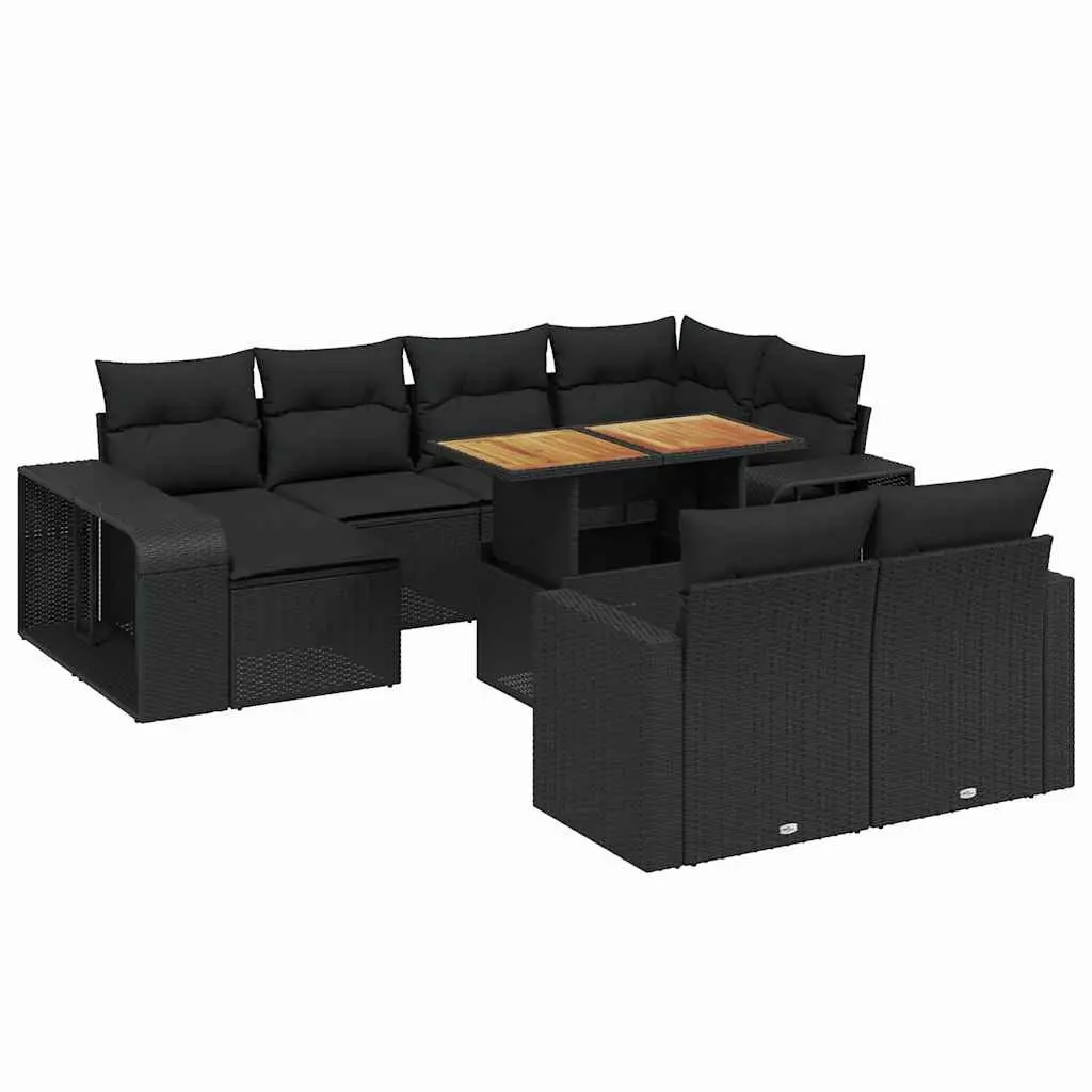 Garden Sofa Set PE Rattan 11 Piece Modular Patio Furniture Black