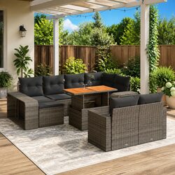 11 Piece Grey Modular Garden Sofa Set for Outdoors