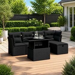 Black 6 Piece Patio Furniture Set with Cushions